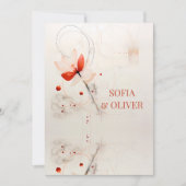 Elegante crème en rode papavers bruiloft kaart (Voorkant)