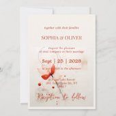 Elegante crème en rode papavers bruiloft kaart (Achterkant)