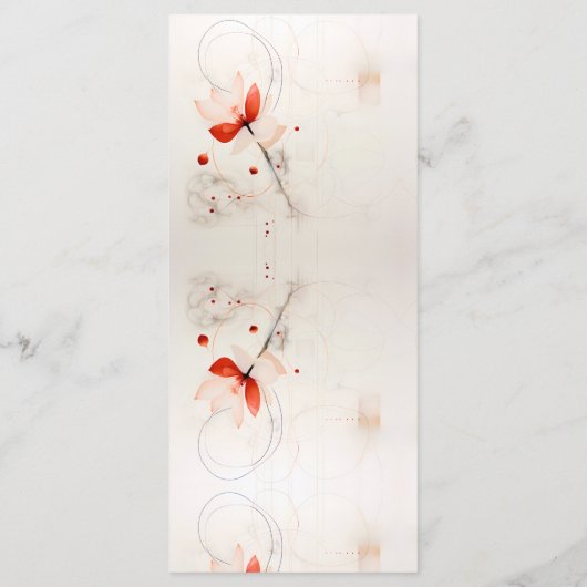 Elegante crème en rode papavers bruiloft menu (Achterkant)