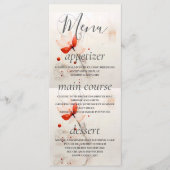 Elegante crème en rode papavers bruiloft menu (Voorkant)