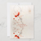 Elegante crème en rode papavers bruiloft save the date (Achterkant)