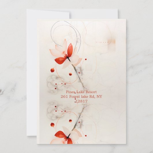 Elegante crème en rode papavers bruiloft save the date (Achterkant)