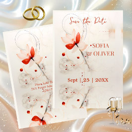 Elegante crème en rode papavers bruiloft save the date