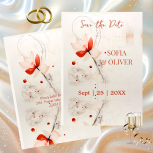 Elegante crème en rode papavers bruiloft save the date