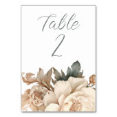 Elegante Crème en Taupe Met Groene Bloemen Bruilof Kaart (Achterkant)