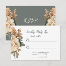 Elegante Crème en Taupe Met Groene Bloemen Bruilof