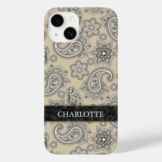 Elegante Crème en Zwarte Paisley Case-Mate iPhone Case (Achterkant)