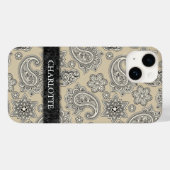 Elegante Crème en Zwarte Paisley Case-Mate iPhone Case (Achterkant (horizontaal))