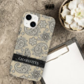 Elegante Crème en Zwarte Paisley Case-Mate iPhone Case