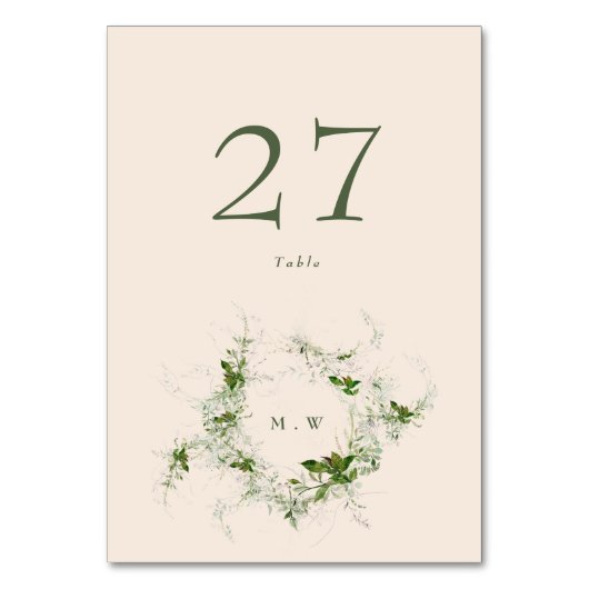 Elegante Crème Eucalyptus Krans Monogram Bruiloft Kaart (Achterkant)