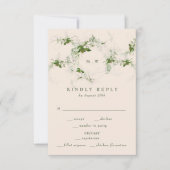 Elegante Crème Eucalyptus Krans Monogram Bruiloft RSVP Kaartje (Voorkant)
