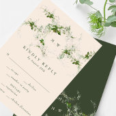 Elegante Crème Eucalyptus Krans Monogram Bruiloft RSVP Kaartje