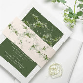 Elegante Crème Eucalyptus Krans Monogram Bruiloft Uitnodigingen Wikkel