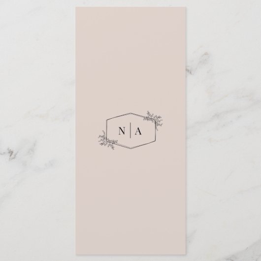 Elegante crème gekleurde monogram bruiloft menu (Achterkant)