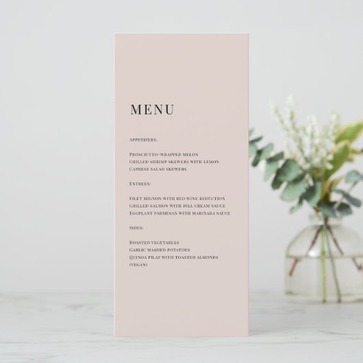 Elegante crème gekleurde monogram bruiloft menu (Staand voorkant)