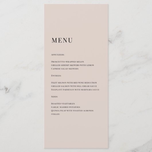 Elegante crème gekleurde monogram bruiloft menu (Voorkant)