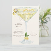 Elegante Crème & Gele Limoncello Trouwdouche Kaart (Staand voorkant)