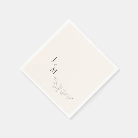 Elegante crème gepersonaliseerde gebladerte bruilo servet (Hoek)