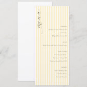 Elegante Crème Gestreepte Huwelijksmenu Menu (Voorkant / Achterkant)