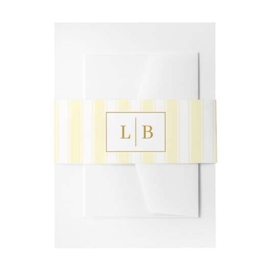 Elegante Crème Gestreepte Initialen Uitnodigingen Wikkel (Voorkant Voorbeeld)