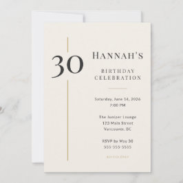 Elegante Crème & Gouden 30e Verjaardag Kaart