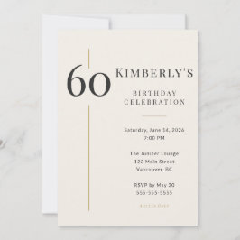 Elegante Crème & Gouden 60e Verjaardag Kaart