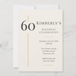 Elegante Crème & Gouden 60e Verjaardag Kaart