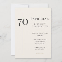 Elegante Crème & Gouden 70e Verjaardag Kaart