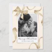 Elegante Crème Gouden Boog Foto Kerstmis Feestdagenkaart (Voorkant)