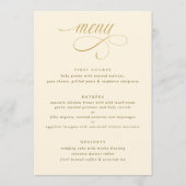 Elegante Crème Gouden Kalligrafie Luxe Bruiloft Menu (Voorkant)