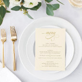 Elegante Crème Gouden Kalligrafie Luxe Bruiloft Menu