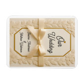 Elegante Crème & Gouden Trouw Uitnodiging Magneet (Horizontaal)