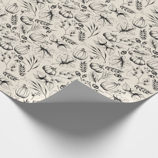 Elegante Crème Herfst Oogst Pompoenen Herfstblader Cadeaupapier (Hoek)