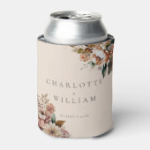 Elegante Crème Herfst Waterverf Bloemen Bruiloft Blikjeskoeler (Blikje Voorkant)