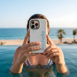 Elegante Crème & Icy Blauwe Minimalistische Aangep iPhone 16 Pro Max Hoesje