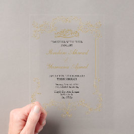  Elegante Crème Islamitische bruiloft Nikkah Acryl Uitnodigingen