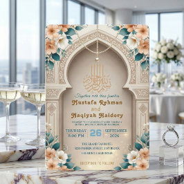 Elegante Creme Islamitische Moslim Bruiloft  Kaart