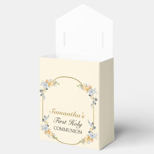 Elegante Crème Meisjes Bloemen 1e Heilige Communie Bedankdoosjes (Geopend)