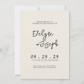 Elegante crème Minimal Boho Alles in één bruiloft Kaart (Voorkant)