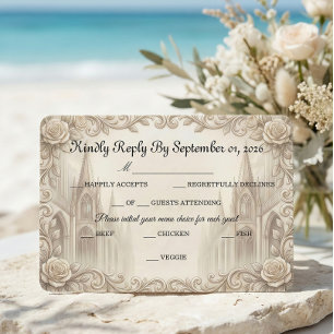 Elegante Crème Monochrome Kathedraal RSVP Kaartje