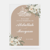 Elegante Crème Moslim Islamitische Bruiloft Welkom Acryl Bord (Voorkant)