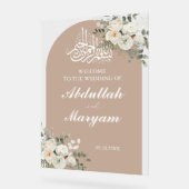 Elegante Crème Moslim Islamitische Bruiloft Welkom Acryl Bord (Hoek)
