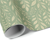 Elegante Crème & Olijf Botanisch blad Cadeaupapier (Rol Hoek)