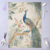 Elegante Crème Pauw Decoupage Tissuepapier (Craft)