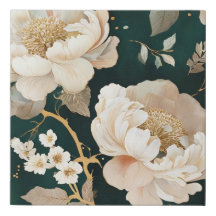 Elegante Crème Peony Faux Canvas Print – Donkergro
