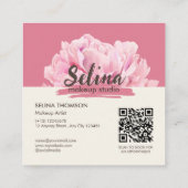 Elegante Crème Roze Bloemen Make-up Studio Vierkante Visitekaartje (Achterkant)