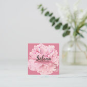 Elegante Crème Roze Bloemen Make-up Studio Vierkante Visitekaartje (Staand voorkant)