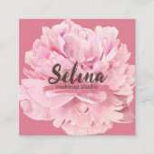 Elegante Crème Roze Bloemen Make-up Studio Vierkante Visitekaartje (Voorkant)