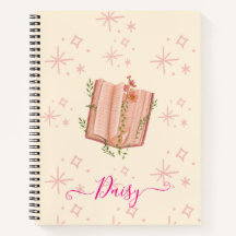 Elegante Crème roze bloemige sterren diary
