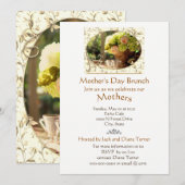 Elegante Crème Rozen Moederdag Brunch Uitnodiging (Voorkant / Achterkant)